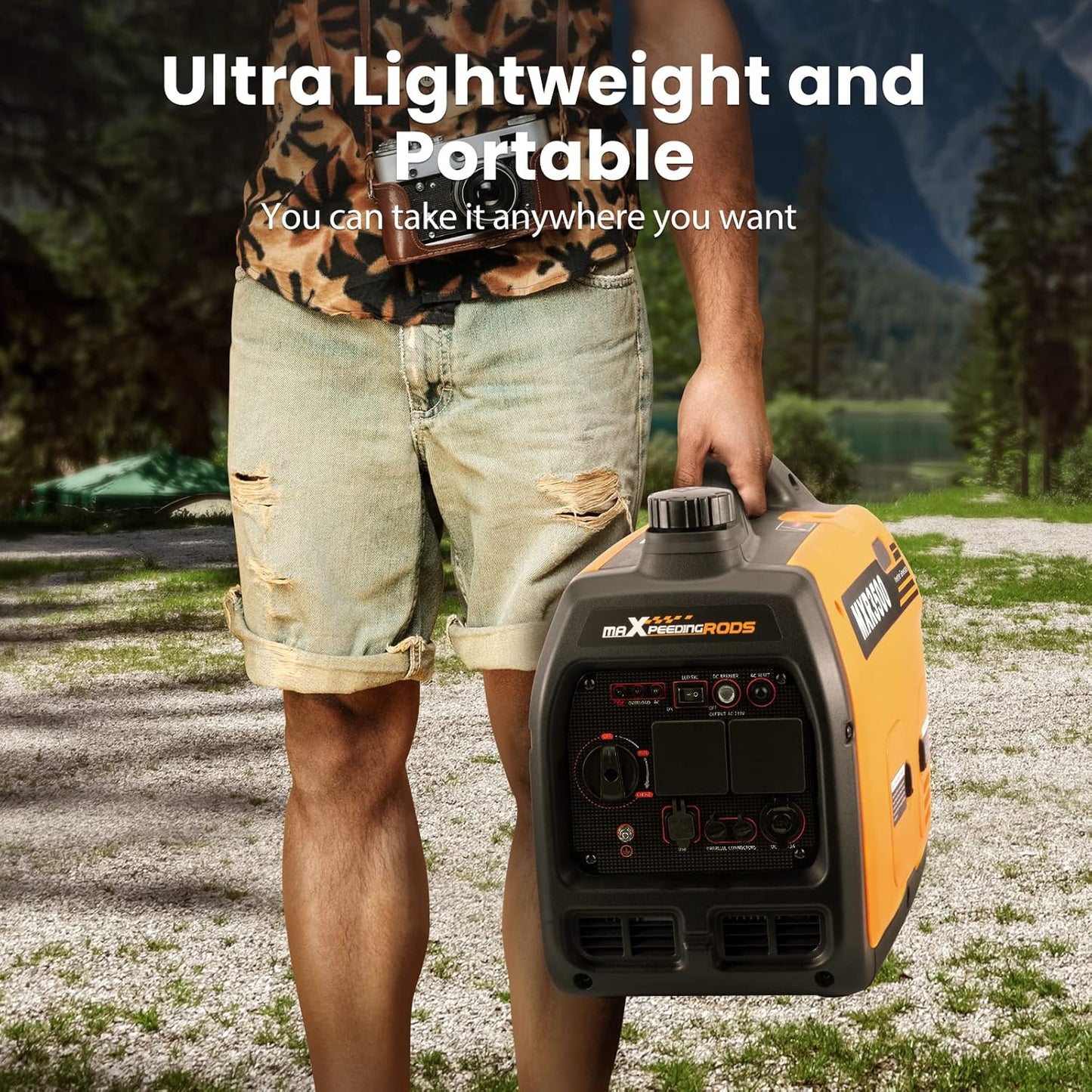 maXpeedingrods 3300W Portable Inverter Generator Petrol Silent Pure Sine Wave Generator for Camping, RV Travel, Home, or Jobsites